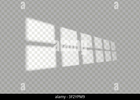 Realistic play of light and shadow from the window isolated on transparent background. Sun light ghost shade pattern. Indoor sun illumination. Vector Stock Vector