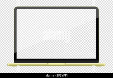 Detailed green notebook PC mockup. Front and rear view isolated on transparent background. Vector illustration Stock Vector