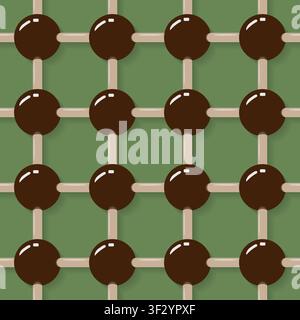 Hand drawn match style zendoodle seamless texture. Chess style realistic background. Wooden weaving fence checkered style. Vector illustration Stock Vector