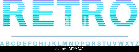 80's retro neon light style line blue and purple font isolated on transparent background. Vector PNG Stock Vector