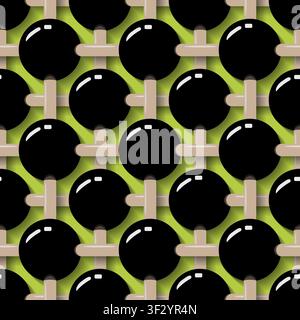 Hand drawn match style zendoodle seamless texture with green background. Chess style realistic background. Wooden weaving fence checkered style. Vecto Stock Vector