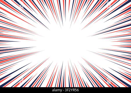 Vintage radial lines comic style backround isolated on transparent background. Manga action, speed or circus abstract. Outer Space and Warm Red 2026 t Stock Vector