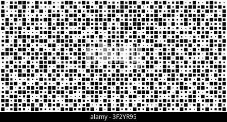 Geometrical simple minimalistic texture with square pixel dots. Modern background. Grunge black and white backdrop.  Checkers, cipher spy background. Stock Vector