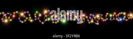 Photorealistic detailed realistic multicolored lamp Christmas lights isolated. Glowing led neon lamps for Xmas and New year cards. Garlands design. Ve Stock Vector