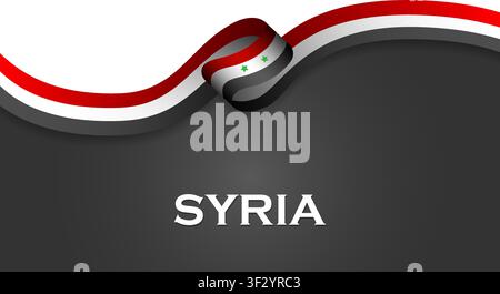 Syria luxury waving flag ribbon isolated on transparent background. Country flag mockup. National sport team, news or awards concept. Vector PNG Stock Vector