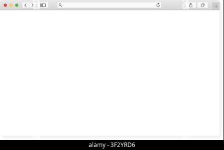 Modern browser window design isolated on transparent background. Web window screen mockup. Internet empty page concept with shadow. Vector PNG Stock Vector