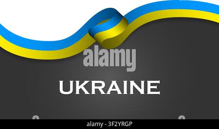 Ukraine luxury waving flag ribbon isolated on transparent background. Country flag mockup. National sport team, news or awards concept. Vector PNG Stock Vector