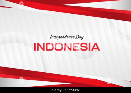 Indonesia Independence Day background vector illustration with modern geometric red and white border frame design. Stock Vector