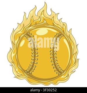 Luxurious design of a baseball with a trail of fire all bathed in pure gold. Represents premium success fiery triumph and the highest status in elite Stock Vector