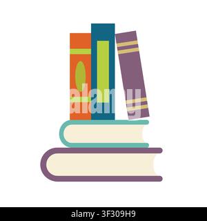 Colorful stack of books illustration in flat design style Stock Vector