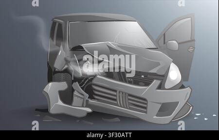 illustration of car crash accident Stock Vector