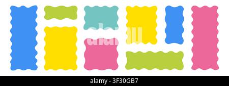 Shape frame irregular abstract set. Hand drawn shape frame irregular abstract rectangle banner organic paint line. Sticker paper collage textbox speech bubble cute background. Vector illustration Stock Vector