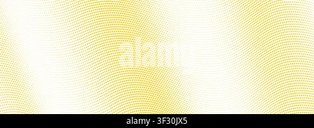 Yellow dotted wavy line background. Tech curve dashed lines wallpaper. Abstract halftone wave stripes texture. Warped dynamic backdrop for poster, booklet, leaflet, presentation, brochure. Vector Stock Vector