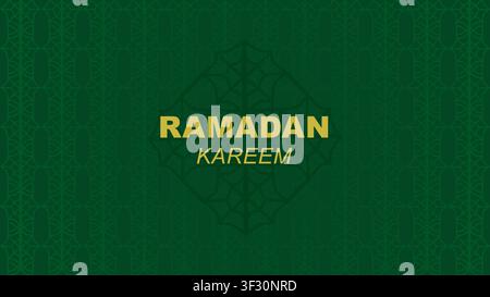 Elegant green background featuring subtle Islamic geometric patterns and a central golden Ramadan Kareem greeting. Perfect for Eid fitr and Ramadan gr Stock Photo