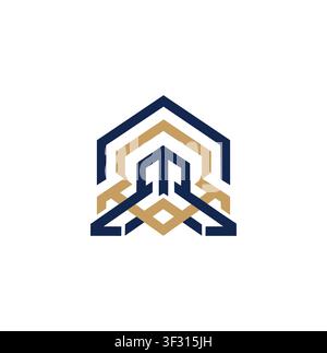 Modern Professional Linear Geometric Luxury Estate Crest Logo Stock Vector
