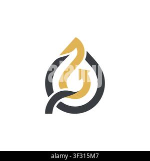 Modern Professional Abstract Drop Flame Arrow Monogram Logo Stock Vector