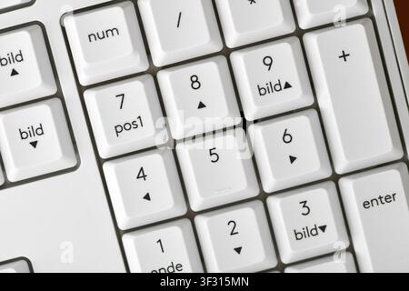 Close up of number pad on German computer keyboard Stock Photo