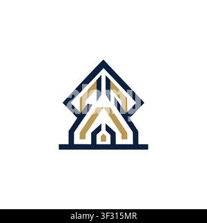 Modern Professional Geometric Architectural House Monogram Logo Design Stock Vector