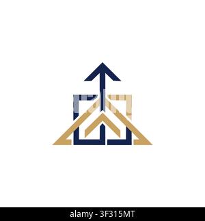 Modern Professional Geometric House Roof Upward Arrow Logo Stock Vector