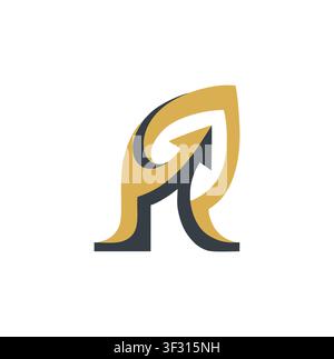 Modern Professional Abstract Leaf Letter R Arrow Logo Stock Vector