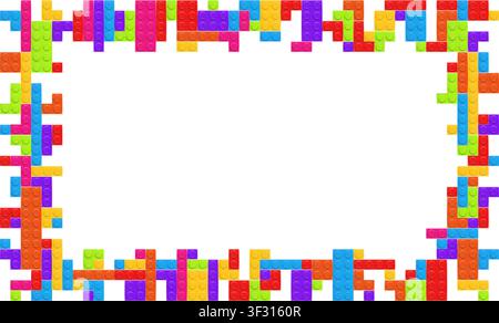 Realistic multicolor plastik constructor frame isolated on transparent background. Play and build concept. Vector PNG Stock Vector