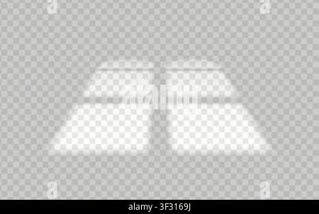 Realistic play of light and shadow from the window isolated on transparent background. Sun light ghost shade pattern. Indoor sun illumination. Vector Stock Vector