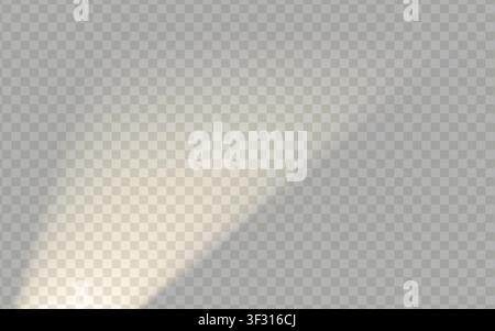 Realistic soft light and shadow from opened door isolated on transparent background. Light ghost shade effect pattern. Indoor illumination. Vector ill Stock Vector