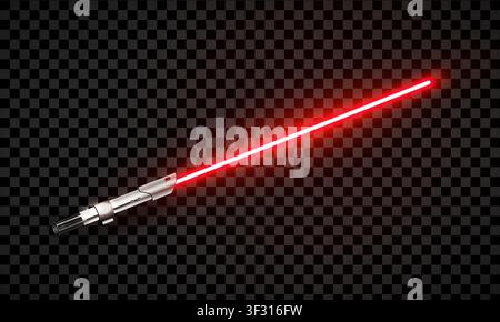 New realistic design red neon sword isolated on transparent background. Vector illustration Stock Vector