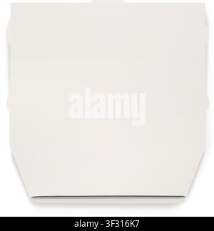 Photorealistic white closed paper cardboard pizza box mockup isolated on transparent background. Food delivery degradable package. Vector PNG Stock Vector