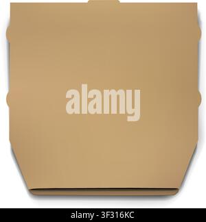 Photorealistic yellow closed paper cardboard pizza box mockup isolated on transparent background. Food delivery degradable package. Vector PNG Stock Vector