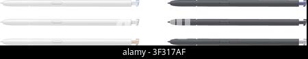 Realistic modern stylus pack isolated on transparent background. Vector PNG Stock Vector