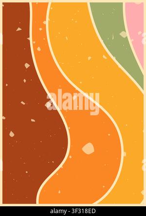 Groovy zebra poster with warm wavy waves. Stock Vector
