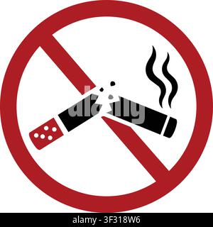 No Smoking Sign with Burning Cigarette Prohibition Symbol Isolated Icon Stock Vector