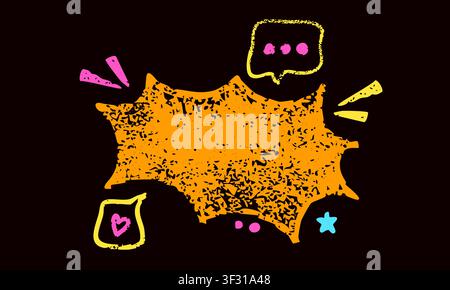 Design with orange crayon speech bubble. Stock Vector