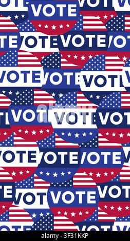Seamless Vote Badge Pattern American Flag Circle Repeat Vertical Vector Illustration Stock Vector