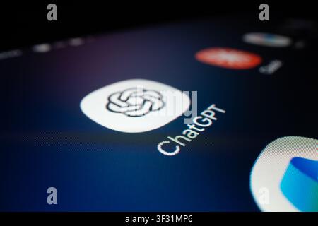 Melbourne, Australia - Jul 21, 2026: Macro shot of ChatGPT app icon on a tablet screen Stock Photo