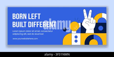International Left Handers Day Social Media Cover Flat Cartoon Background Template Stock Vector