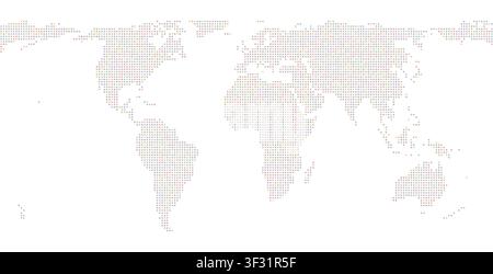 Colorful Dot Pattern World Map Rainbow Halftone Continents in Vibrant Multicolor Tones for Wall Art Poster Presentation Slide Background Infographic D Stock Vector