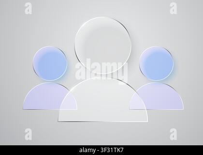 Glassmorphism user group icon for modern interface design. Sleek frosted glass effect. Vector illustration Stock Vector