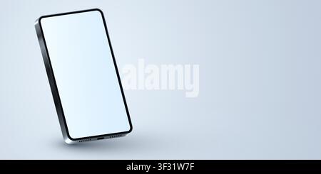 Smartphone mockup with blank screen on light background. Modern device for app design presentation. Vector illustration Stock Vector