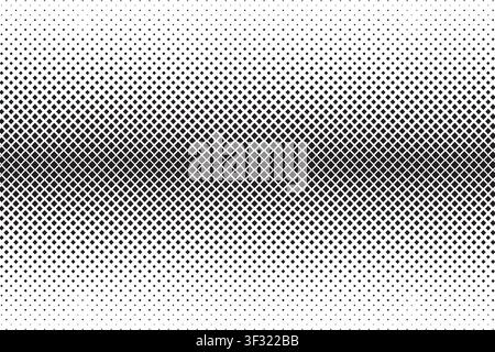 Pattern with repeated faded diamond shapes. Black rhombus on white background with halftone effect. Simple geometric mosaic texture. Rhombic print Stock Vector