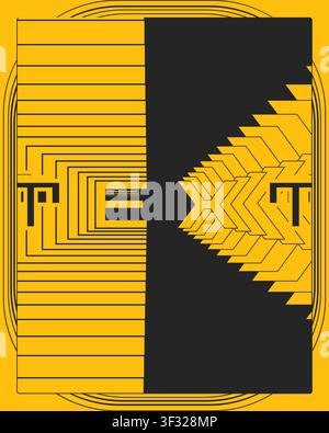 Abstract Art Deco style poster yellow black decorative geometry modern luxury composition with radiant contrast and elegant typographic aesthetics Stock Vector