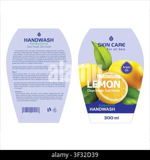 Lemon shampoo label design, Shampoo package mockup, Packaging Design, Minimal label, product Package design, Cosmetic packaging label design set Stock Vector