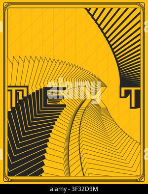 Geometric type poster dynamic zigzag visual effect bold geometric lettering with repeating zigzag elements perfect for stylish wall decor and prints Stock Vector