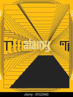 Geometric type poster dynamic zigzag visual effect experimental typography with rhythmic patterns angular structure and immersive motion illusion Stock Vector