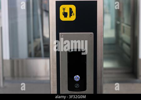 Accessible entrance control panel with contactless access reader Stock Photo