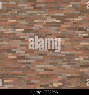 A close-up view of an old, distressed brick wall with multiple colors and textures. Stock Photo