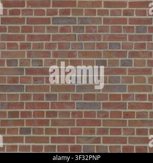 A beautiful multi-colored brick wall with a mix of red-brown, dark violet, and grey bricks with beige mortar joints. Stock Photo
