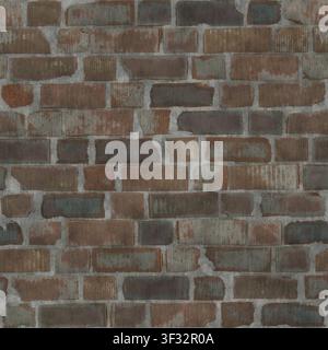 A seamless background of an old, weathered, multi-colored brick wall with mortar. Stock Photo