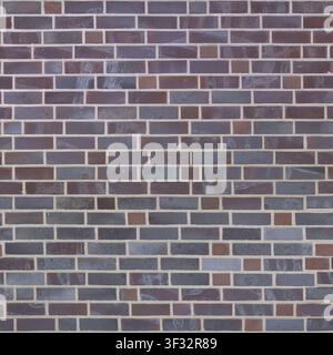 A contemporary dark purple and charcoal grey brick wall with clean light grout lines in a precise running bond pattern. Stock Photo